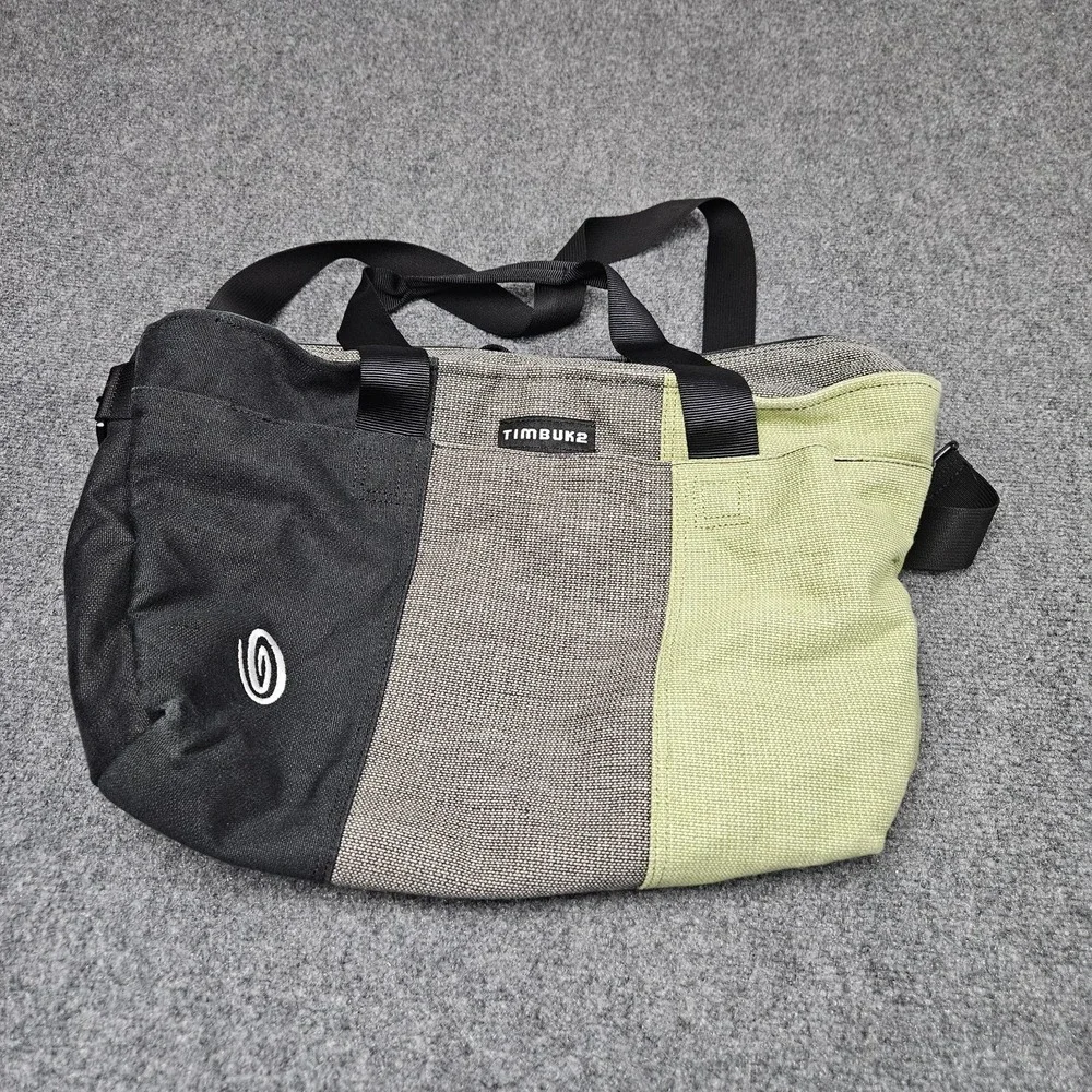 Timbuk2 Duffel Bag Black‎ Gray Green Colorblock Nylon Utility Travel Carryall